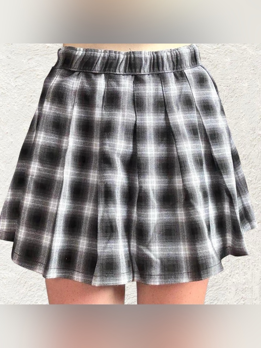 Hollister Black & White Plaid Mini Skirt